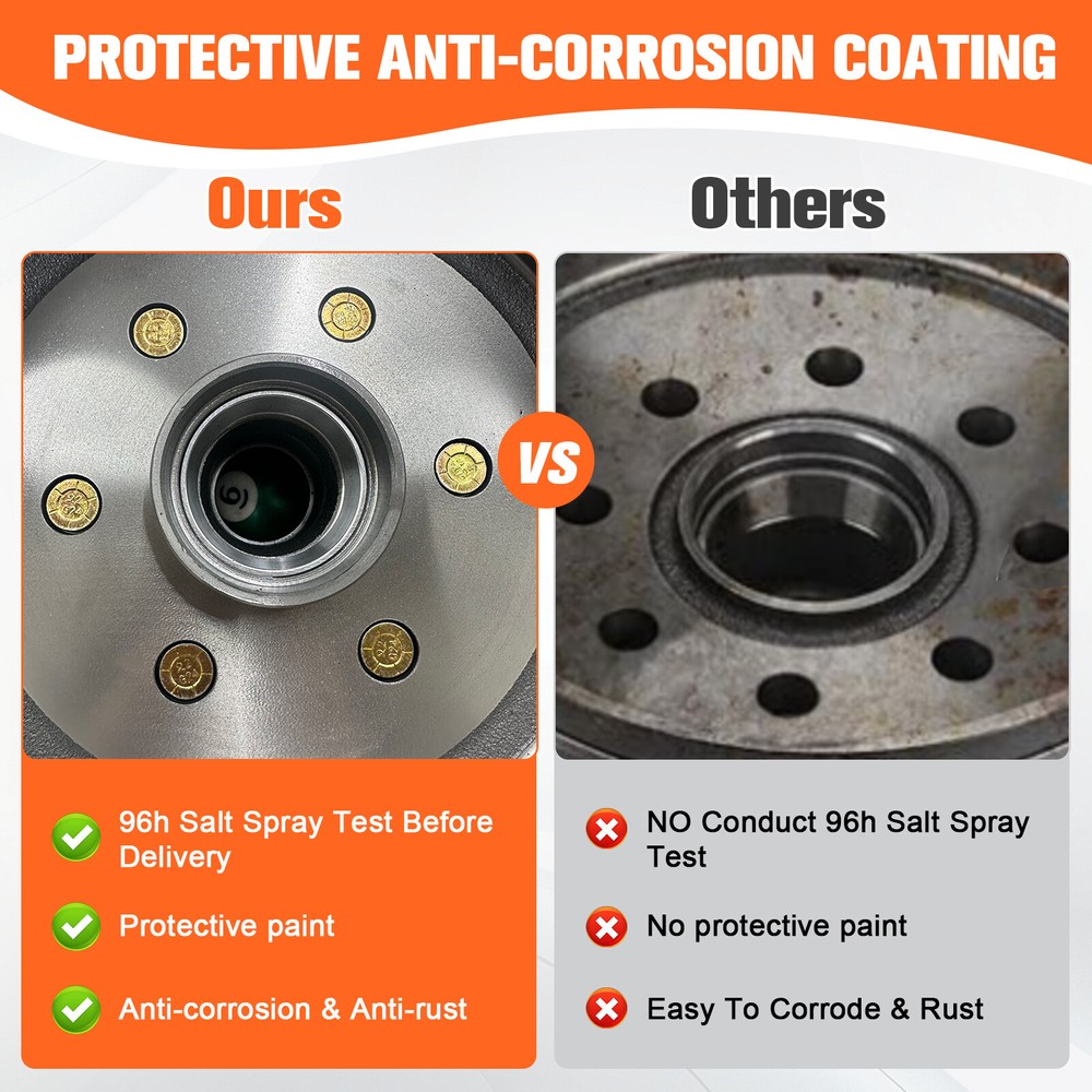 Electric Trailer Self Adjusting Brake 6-5.5" Hub Drum Kit For 3500 lb Axle New