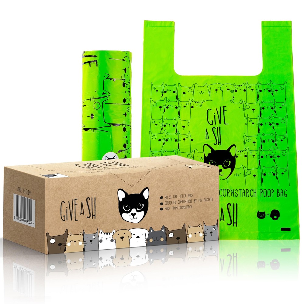 Compostable Cat Litter Bags Cornstarch Extra Large Disposable 30 Pack
