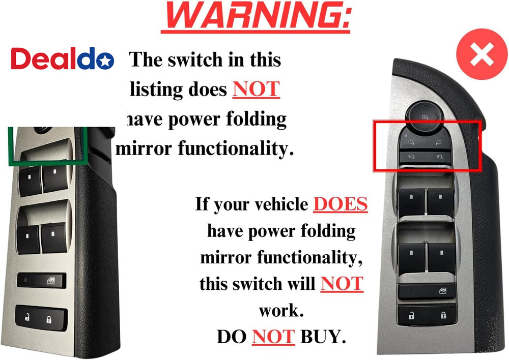 Window Master Switch Assembly for 2010, 2011, 2012, 2013 Silverado & GMC Sierra