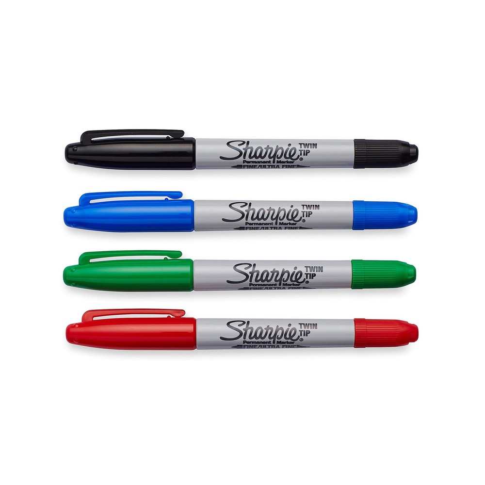 Sharpie 32174PP Twin Tip Permanent Markers Fine 4 Count (Pack of 1), Assorted