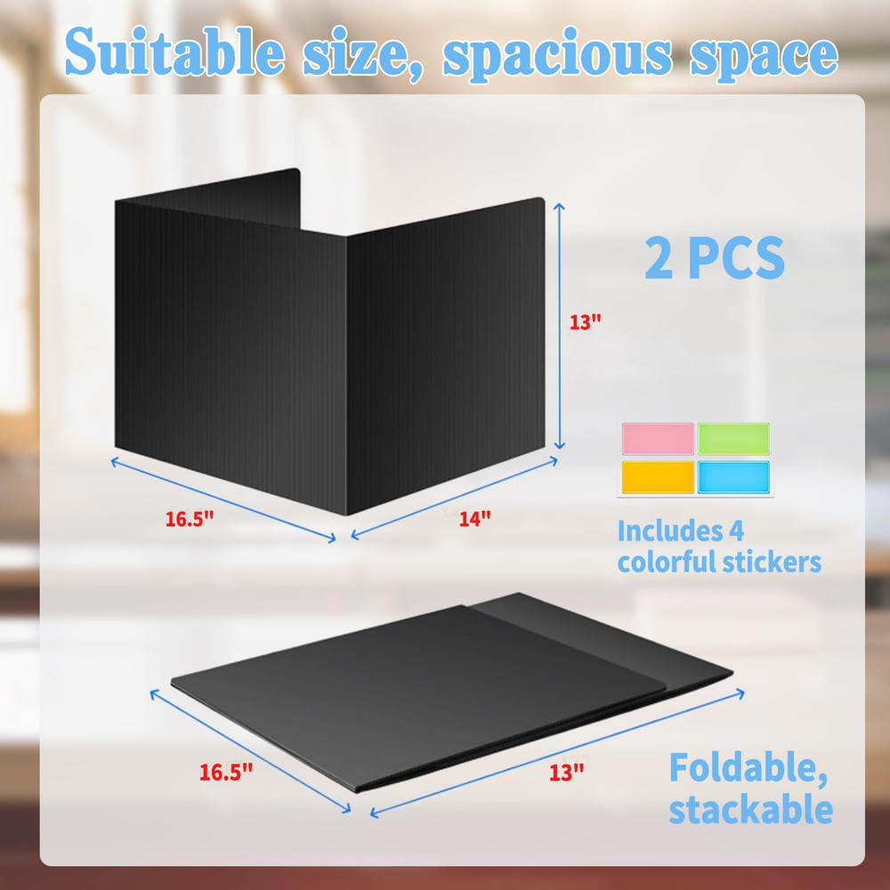 2 Pack Black Desk Dividers for Students, Waterproof Plastic Study Boards, Durabl