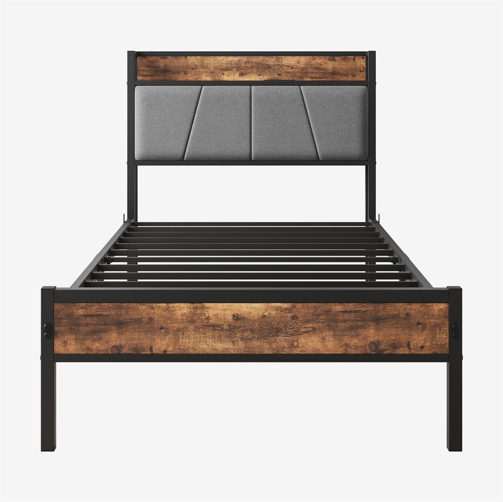 Twin/Full/Queen Size Bed Frame Metal Platform Bed Frame w/ Storage Headboard