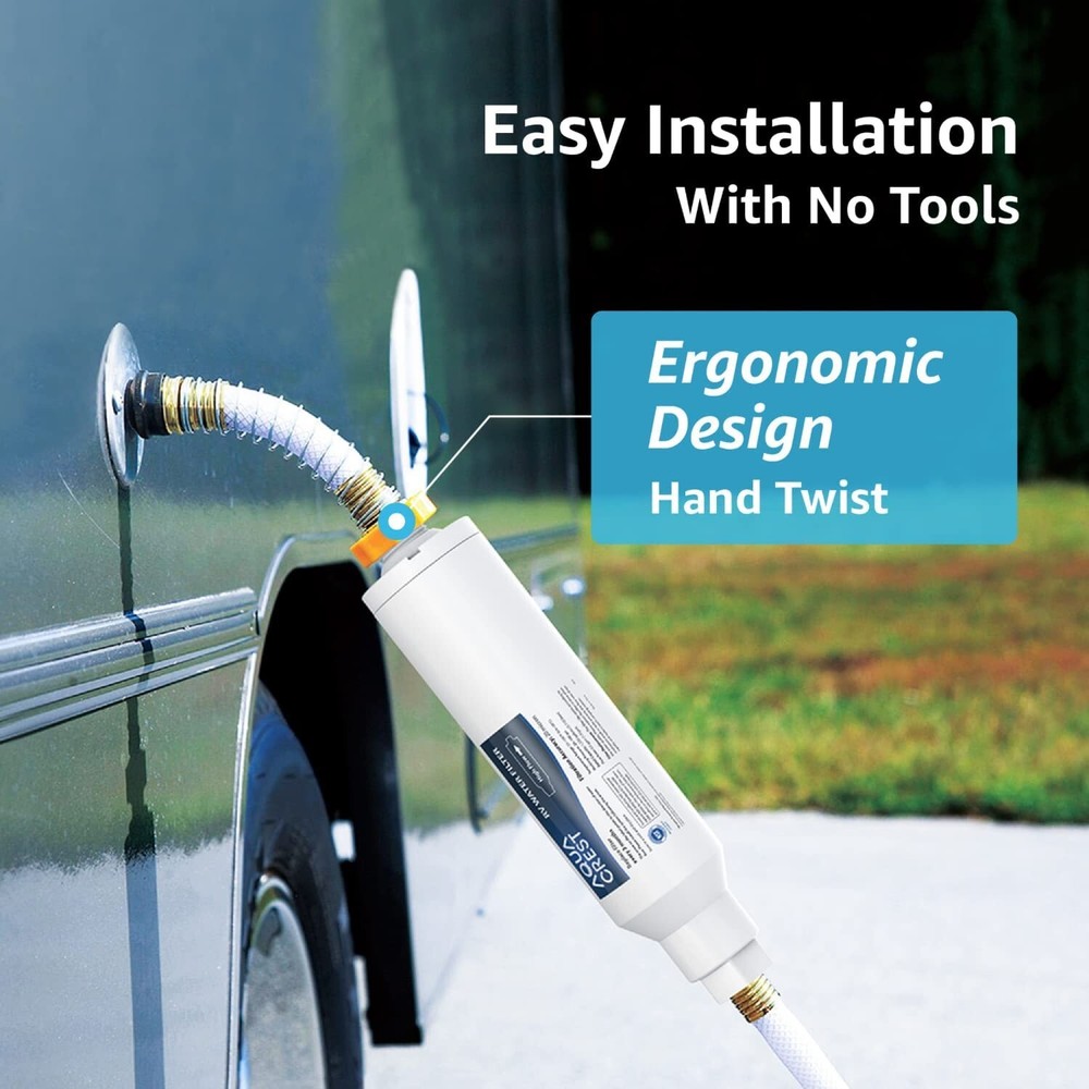 AQUA CREST RV Inline Water Filter with Hose Protector,Drinking & Washing Filter