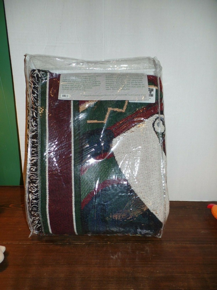 Woven Tapestry Afghan SANTA "CHECKING IT TWICE" New Sealed