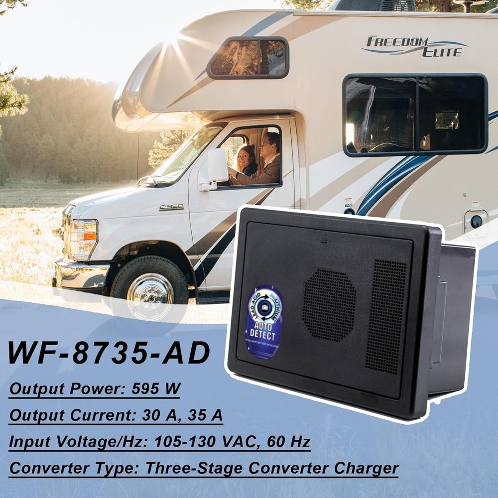 WF-8735-AD 8700-AD Auto-Detect Series Converter/Charger - wf8735-P Black 30 Amp