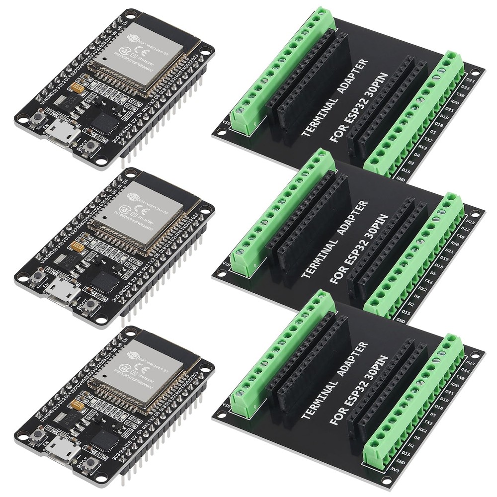 3 Sets ESP32-WROOM-32S Development Board with Breakout Board Shield Terminal