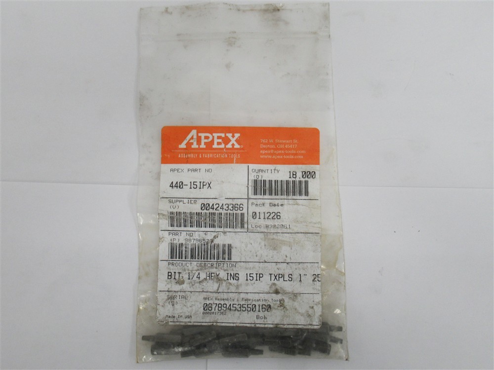 Apex 440-15IPX #15 Torx Plus Insert Bits, 18 Pack