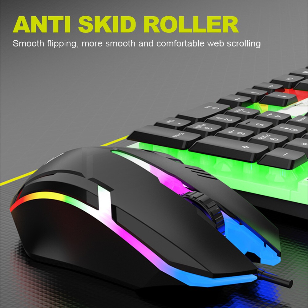 Computer Desktop Gaming Keyboard and Mouse Mechanical Feel Led Light Backlit PC