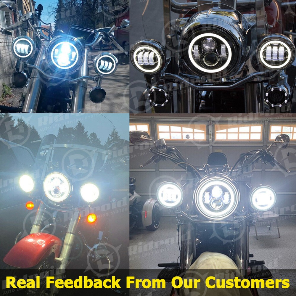 7" LED Headlight+ 4.5 Passing Lights For Harley Davidson Electra Glide Road King