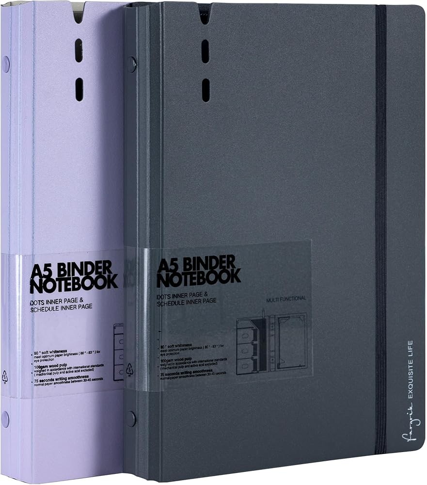 A7 Binder 6 Ring Notebook with Dividers Refillable Planner Binder
