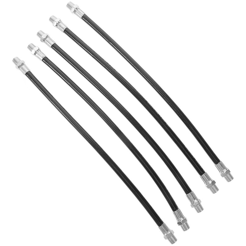 5 Pcs Flex Extension Hoses Quick Release Grease Coupler Double Handle Nozzle