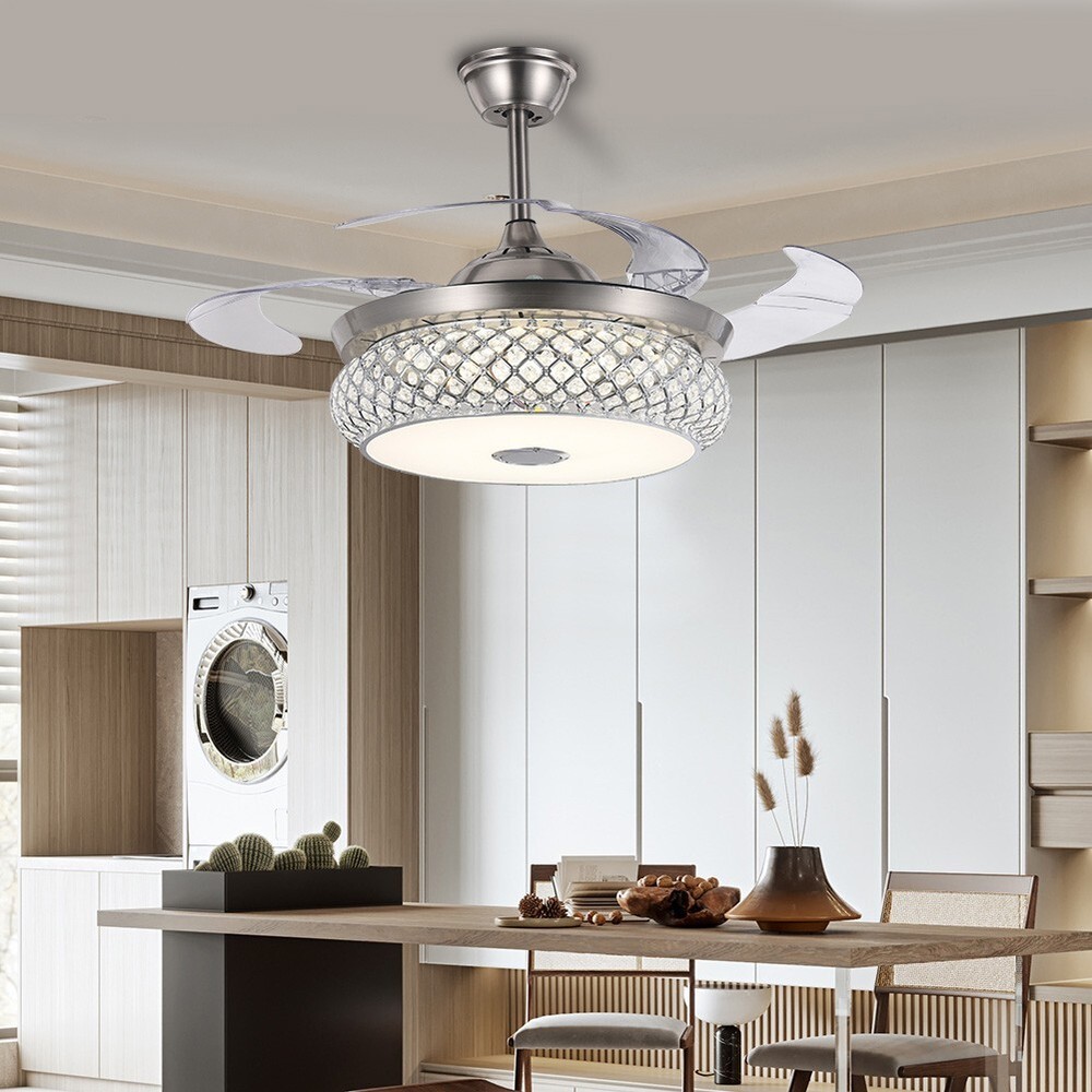 42" Silver Colorful Bluetooth Invisible Fan Light with Remote Control
