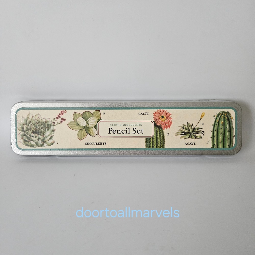 Cavallini & Co Boxed Pencil Set (10pcs) Cacti & Succulents NEW Sealed