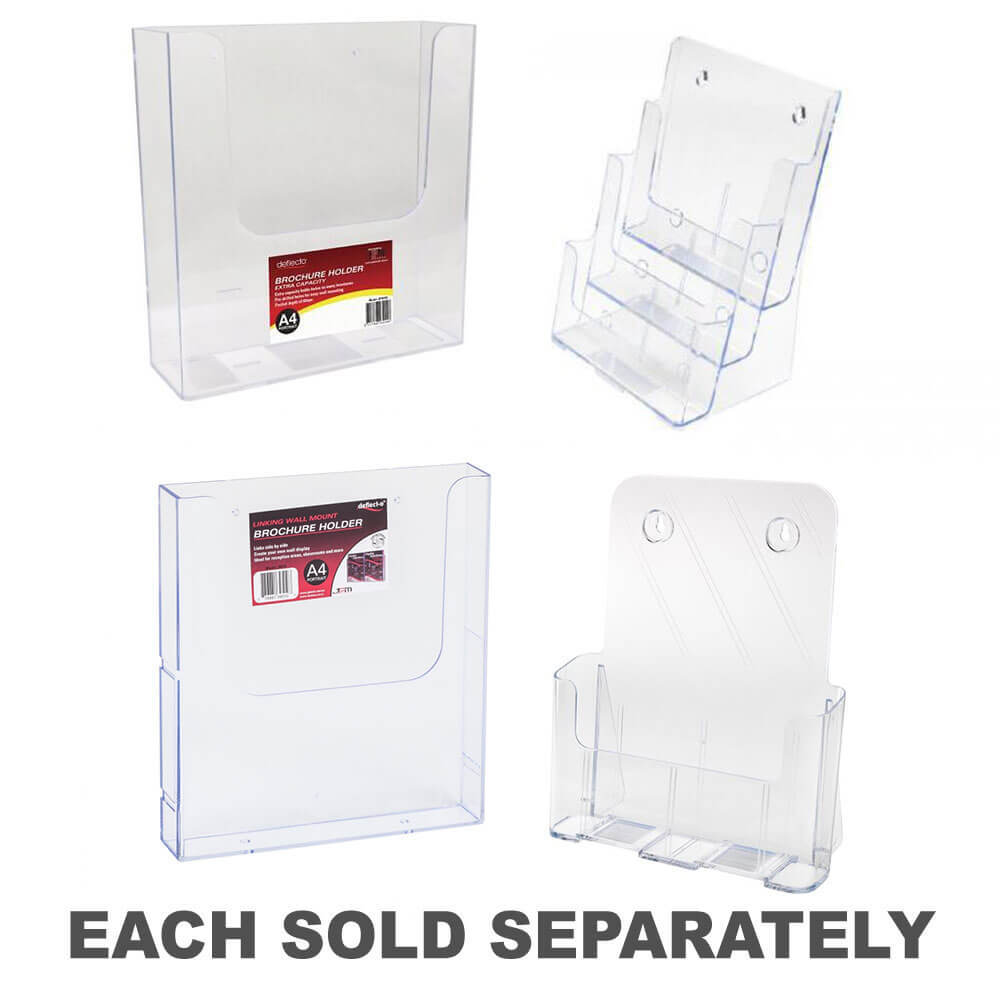 Deflecto Durable Clear Plastic Unique Attractive Wall Mount Brochure Holder A4