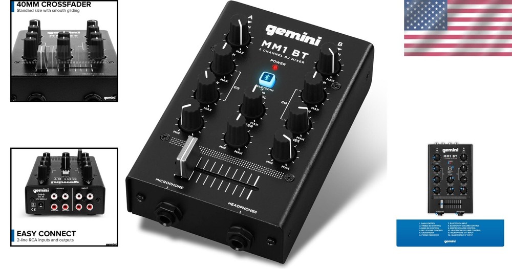 Professional Portable Bluetooth DJ Mixer – 2-Channels with Precise Control=