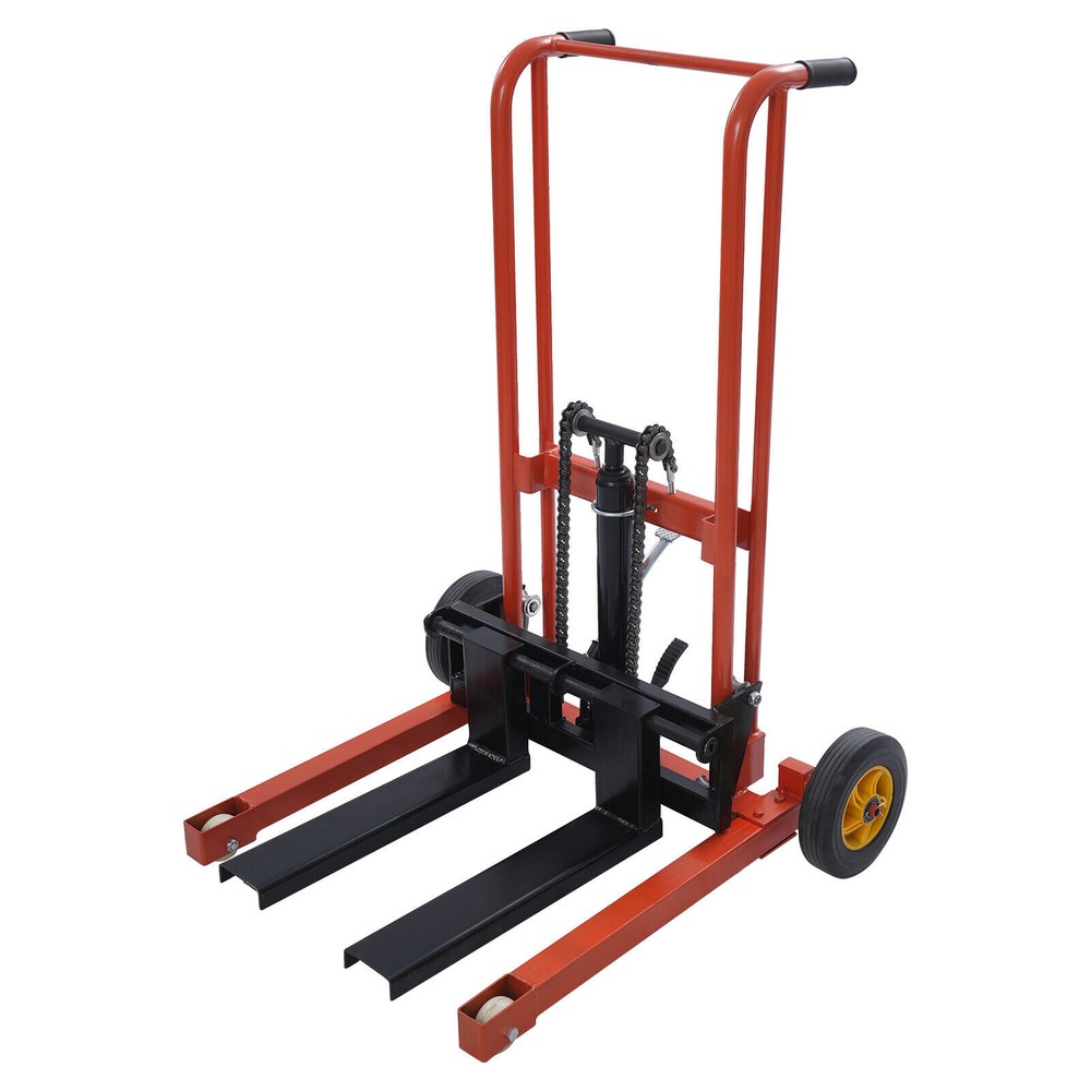 577lbs Hydraulic Material Lift Winch Stacker Adjustable Hight Pallet Dolly Lift