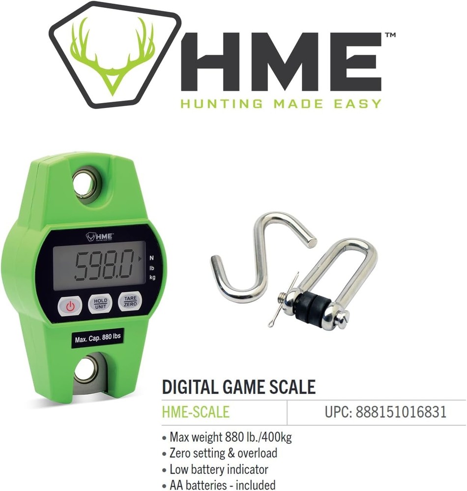 HME Digital Hanging Game Scale 880lb 1 Pack