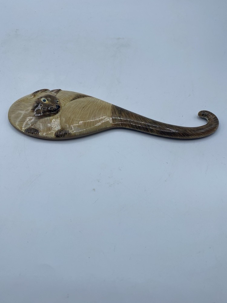 Hand Painted Handheld Mirror Siamese Cat Design 8”