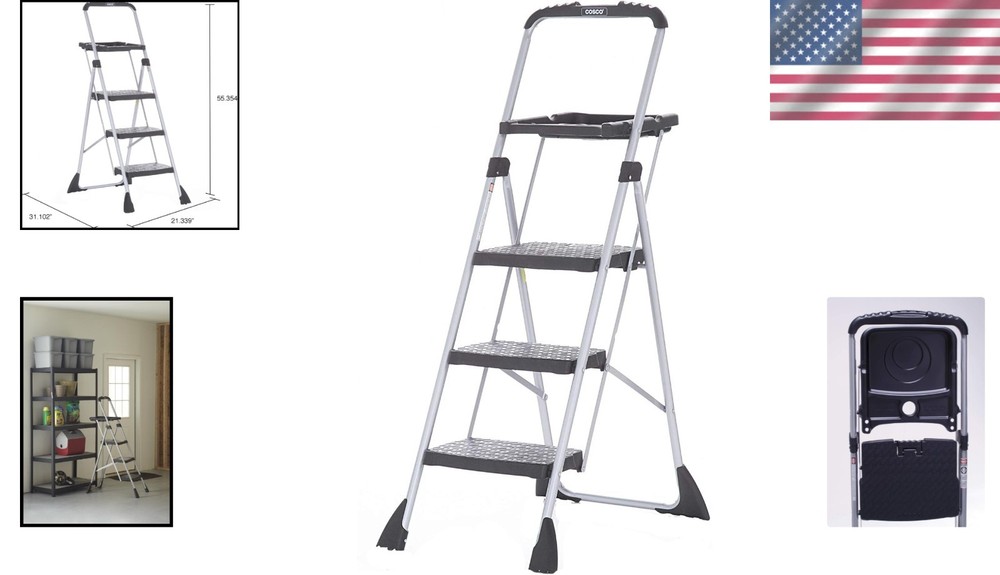 Max Steel Work Platform - Easy Fold One-Hand Lock, 225 lbs Capacity, Black