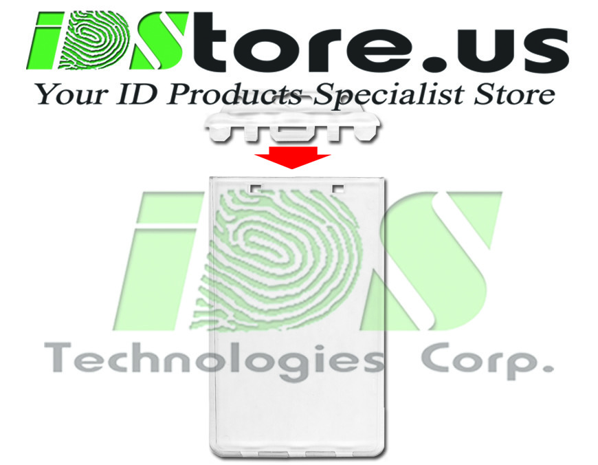 10 Pack - Clear Permanent Locking ID Badge Holders - Hard Plastic Case for ID's