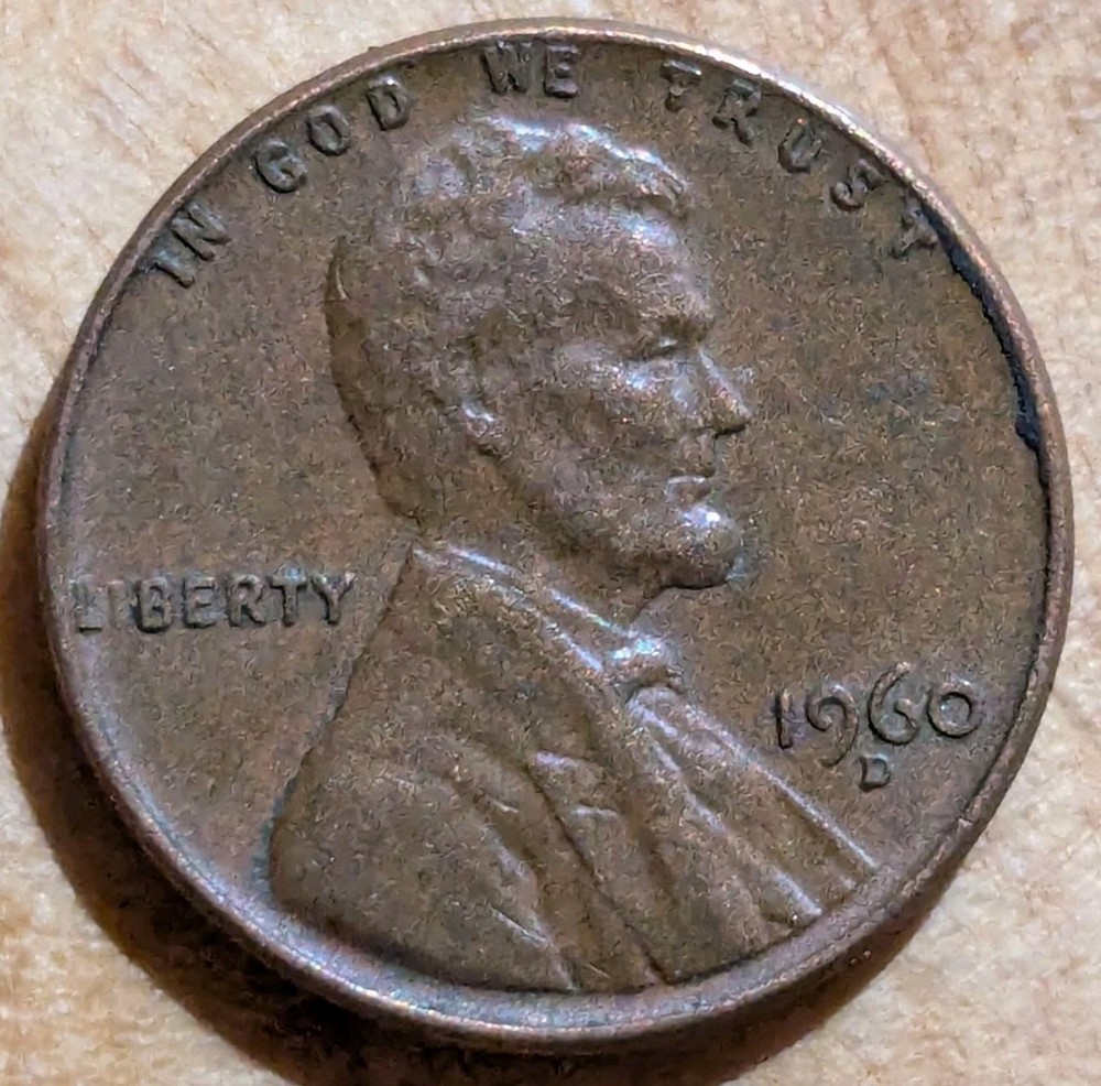 1960-D Lincoln Cent 1c BN LBERTY Grease Error