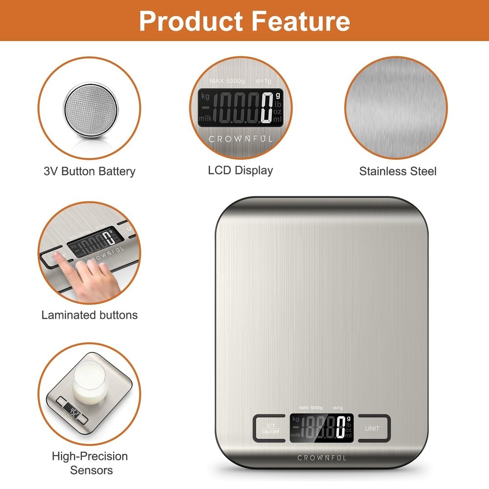 Versatile Kitchen Scale with 6 Weighing Units - Perfect for Cooking & Baking