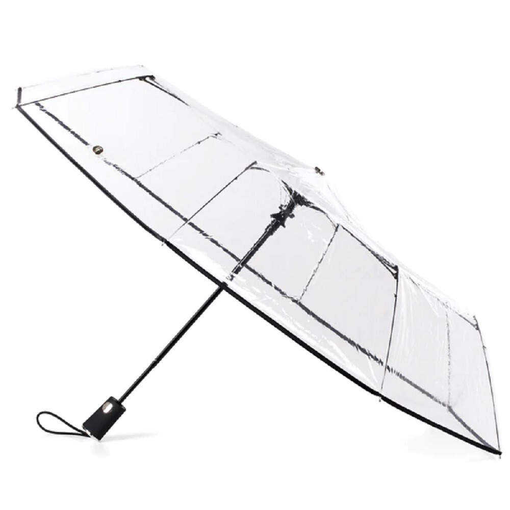 Totes Ultra Clear Auto Open Folding Umbrella Black - 8415