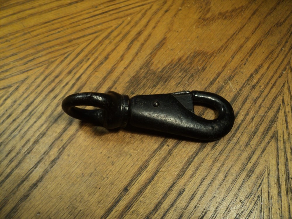 Vintage Steel Swivel Snap Hook w/ Pull Open Spring Latch Tool 4-3/8" Long