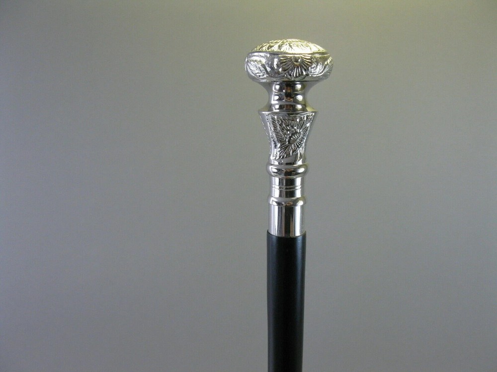 Antique Solid Brass Royal Design Head Handle Wooden Walking Stick Cane Present