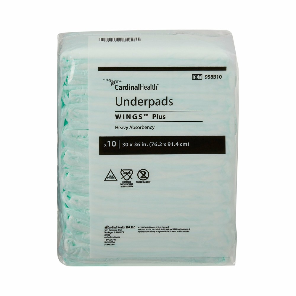 Wings Plus Underpad Heavy Absorbency 30 X 36" 10 ct