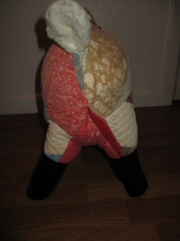 Primitive~Handcrafted Sheep~Made with Antique Quilt~16.25" Tall