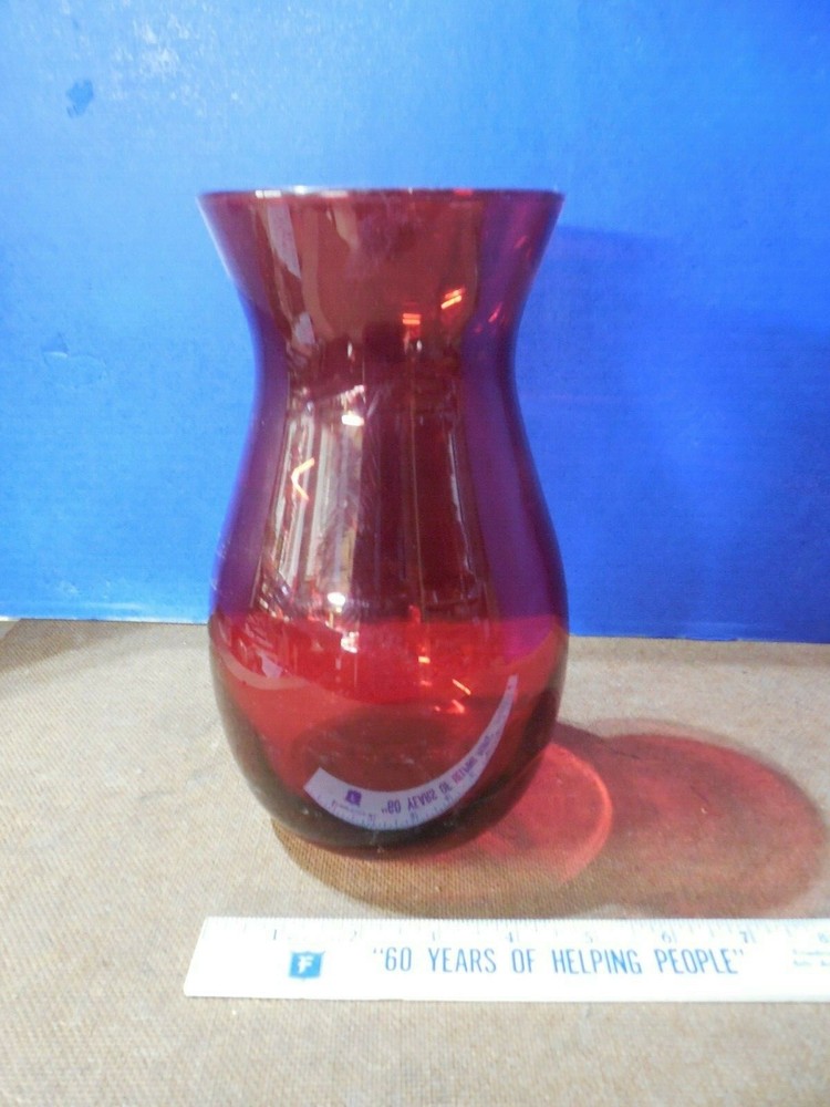 Red Ruby Colored Glass Bottle / Vase/ Decanter / Carafe
