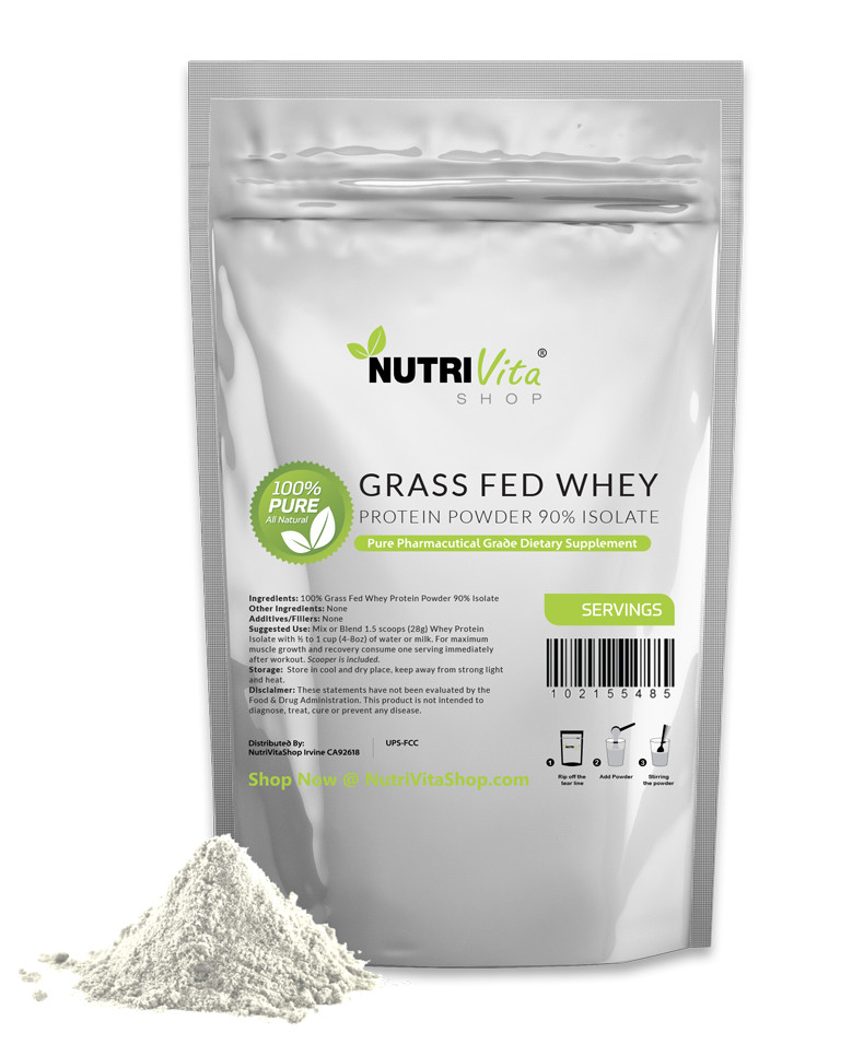 10lb 100% Pure Whey Protein Isolate 90% Grass Fed USDA Certified (Unflavored)