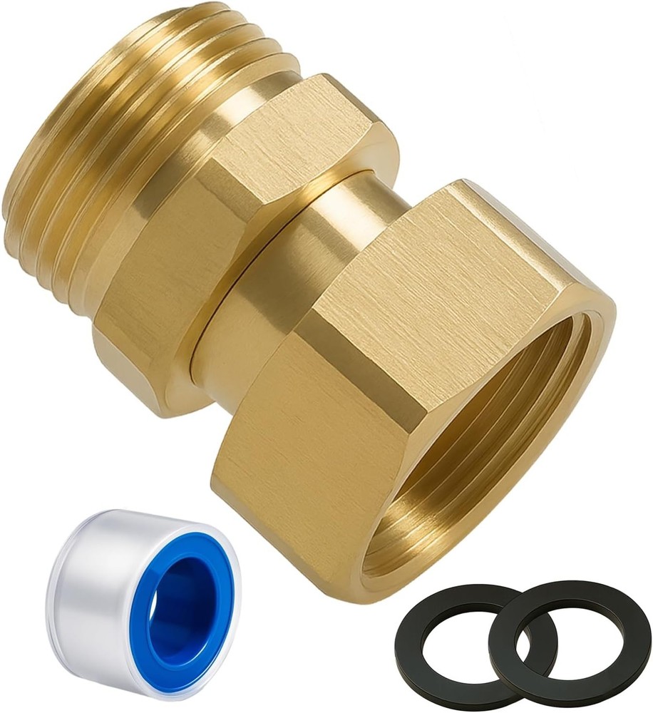 Garden Hose Swivel Connector, 3/4 GHT Brass