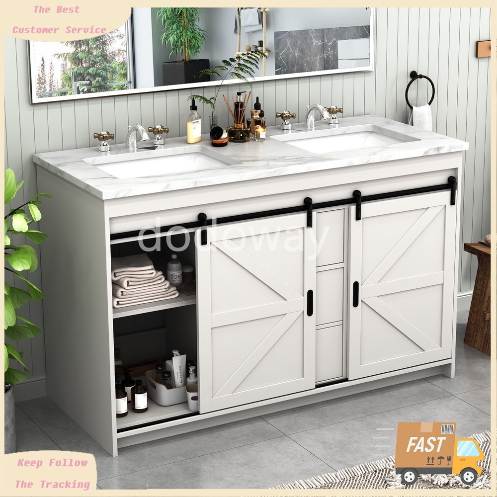 White Bathroom Vanity with Double Sink,Freestanding Modern Bathroom Vanity