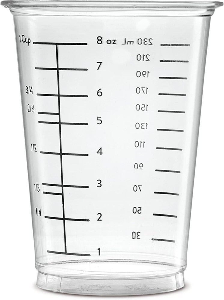 25 Pack Disposable Plastic Measuring Cups for Baking Cooking Epoxy Resin Mixing