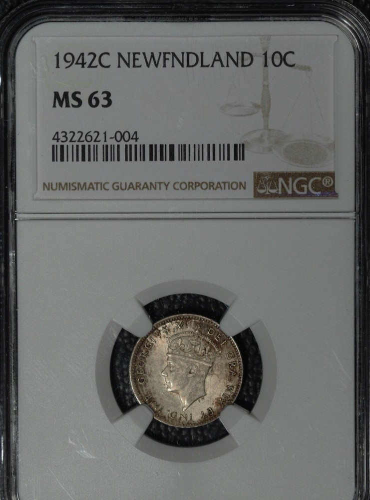 1942 Newfoundland 10 cents, NGC MS63, 10 Cents