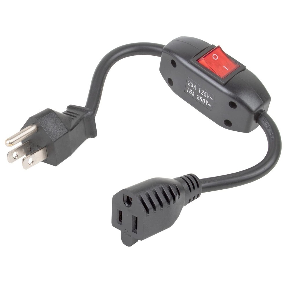 Inline On/Off Switch Extension Cord – 3-Prong Heavy-Duty Household Cable