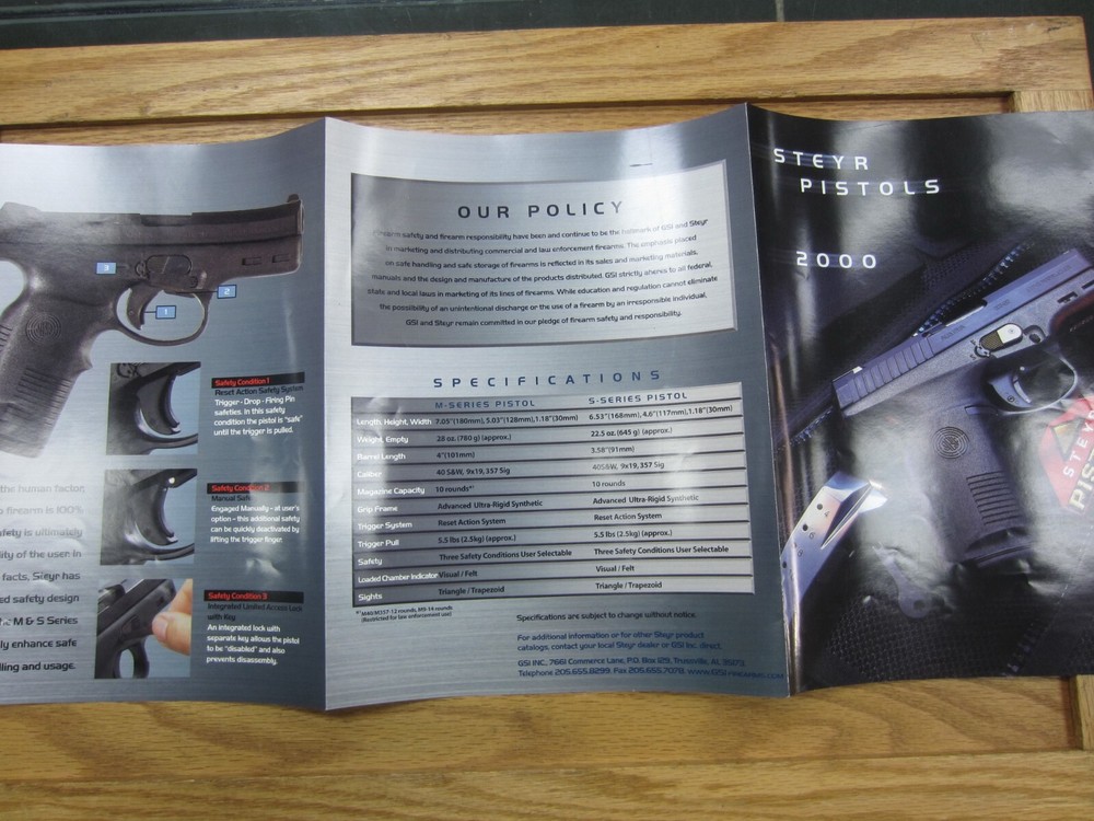 Steyr Pistol Sales Brochure from 2000