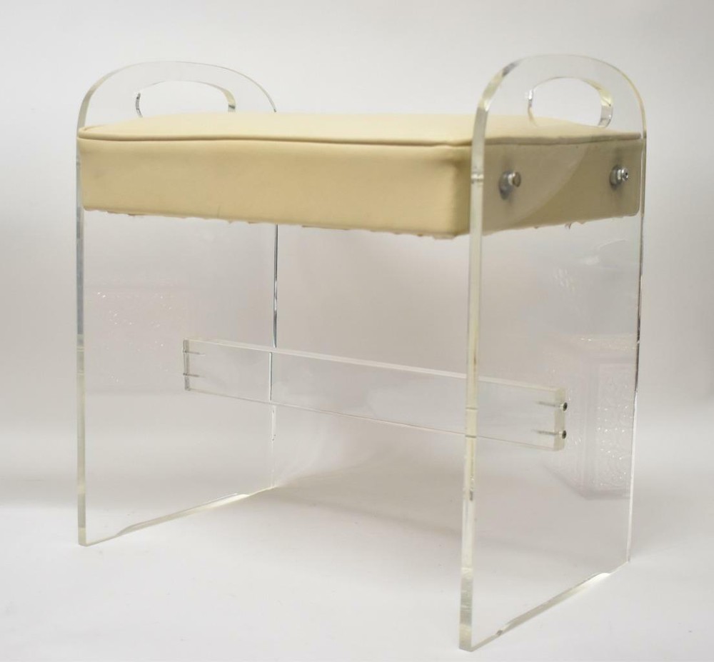 Postmodern Lucite & Naugahyde Vanity Stool