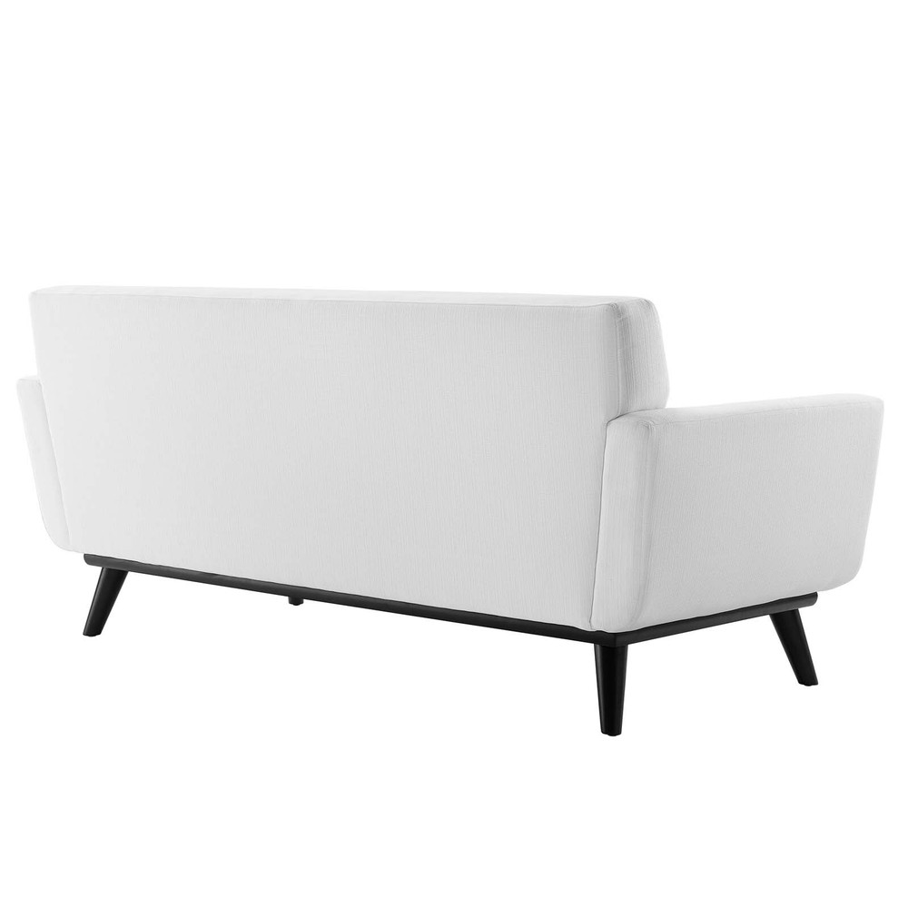 Modway Engage Channel Tufted Upholstered Fabric Loveseat in White
