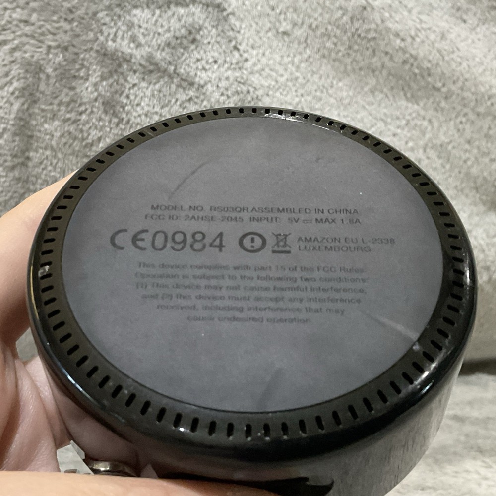 Amazon Echo Dot 2nd Gen RS03QR Black Speaker No Power Cable tested