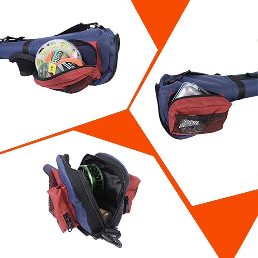 Fishing Rod Case with Reel Pouch, Nylon Material