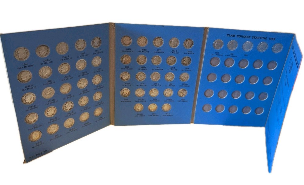 Roosevelt Dime Collection Starting 1946-1969 Complete Set With Book #5 Bin