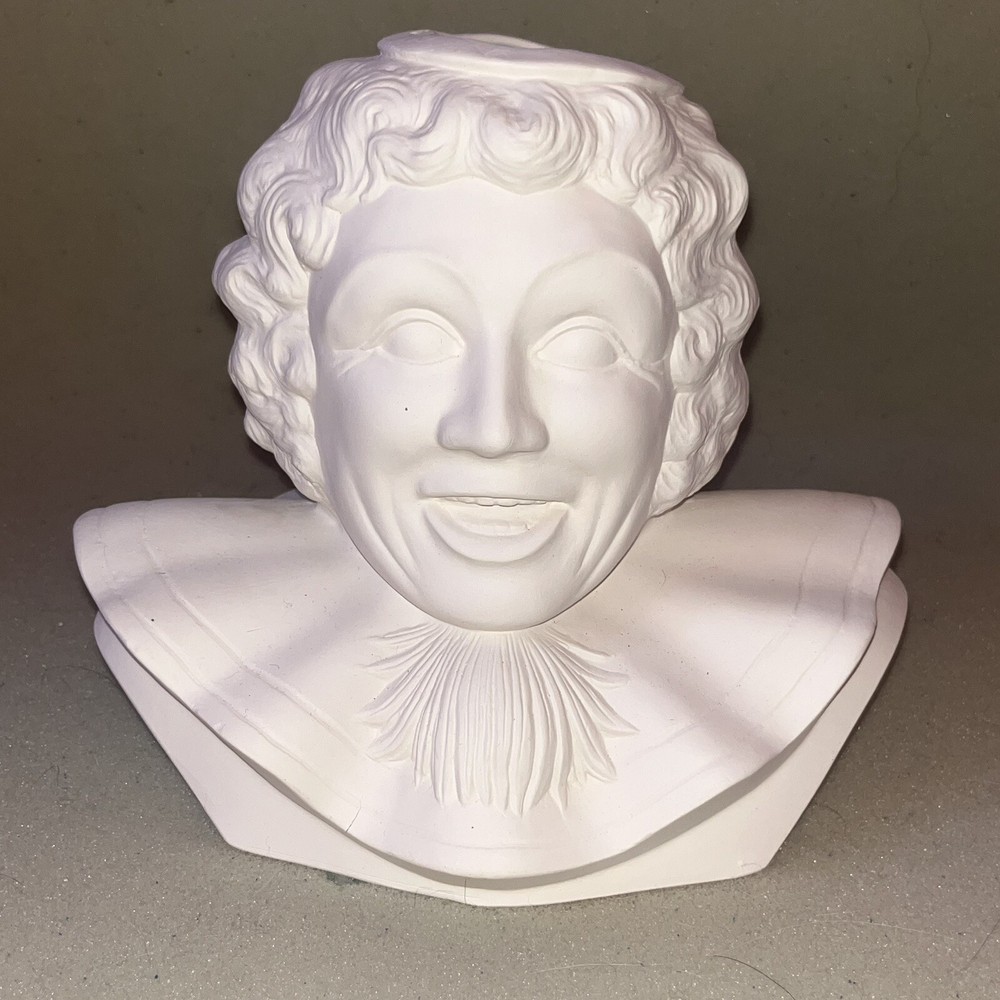Large Jester Vase Unpainted Bisque Ceramic Vintage