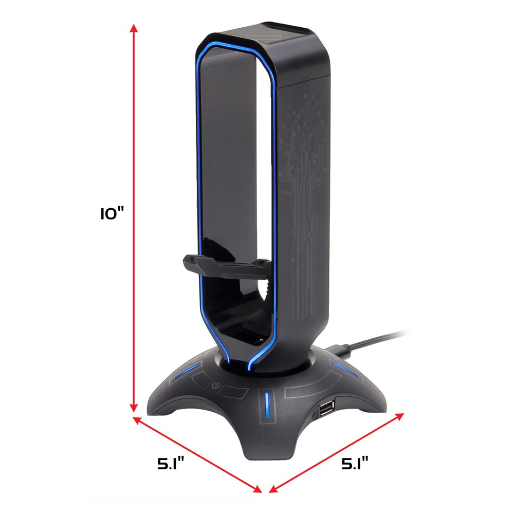 Gaming Headset Stand - LED Headphone Hanger with Mouse Bungee