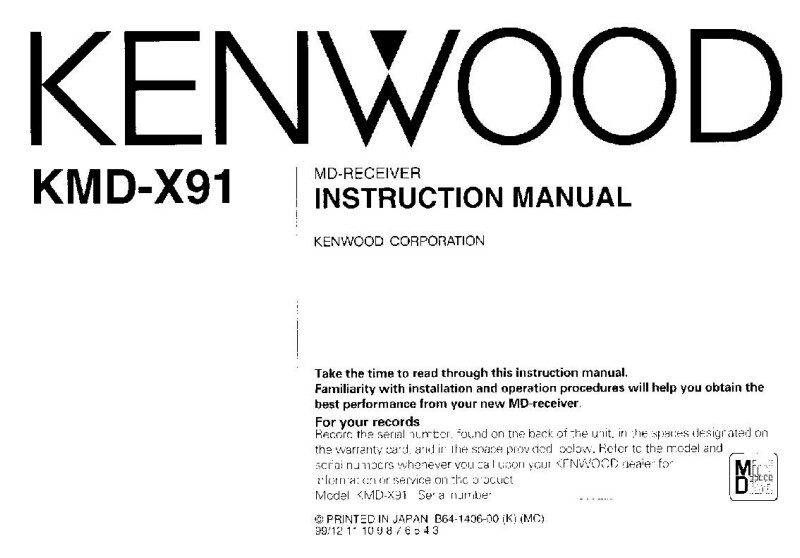 Kenwood KMDX-91 MD Receiver Owners Instruction Manual