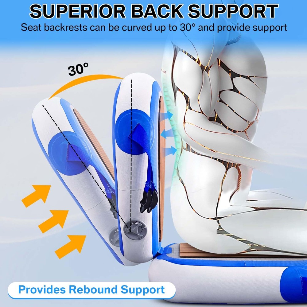 ZAFIED Inflatable Kayak Seat with Back Support, Universal Sturdy Paddle...