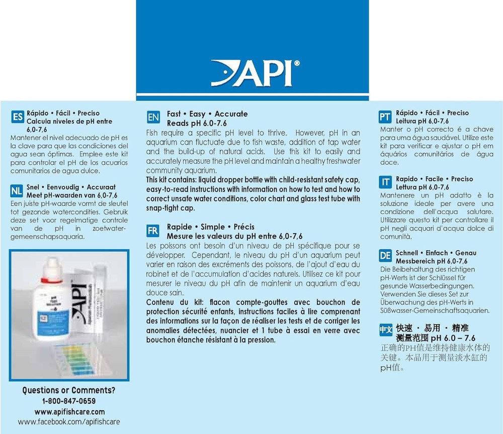 API pH Test Kit 250 count Freshwater Aquariums Promotes Health - 2 Pack