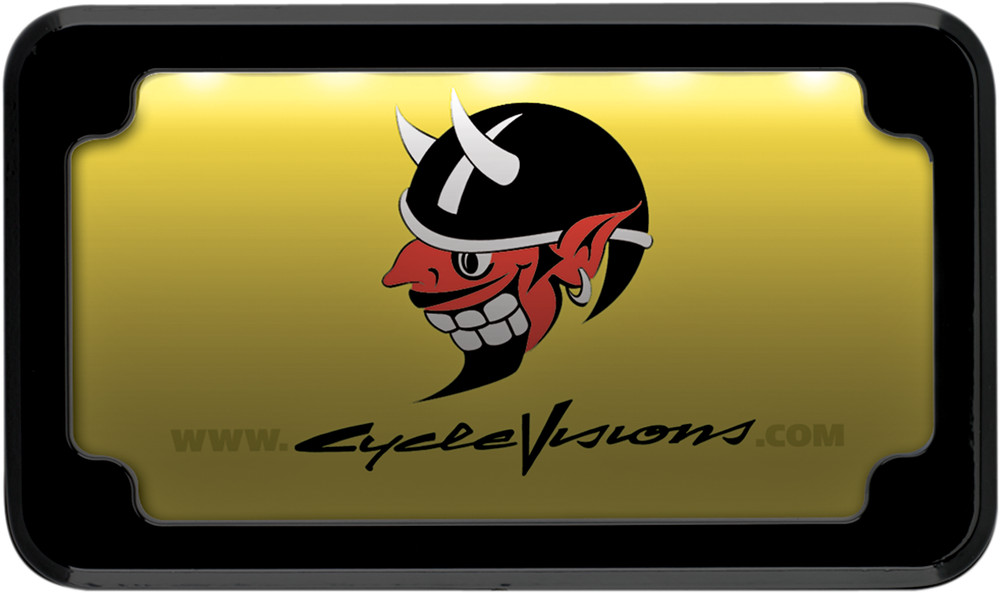 CYCLE VISIONS Beveled License Plate Frame - Black - With Plate Light